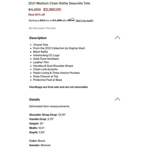 ON HOLD- Chanel Raffia Deauville Tote Bag w Gold Chain Detail - Picture 13 of 13